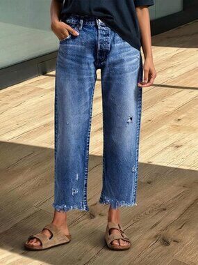 FLAMINGALS Mid Rise Straight Leg Cropped Jeans - Medium - NEW